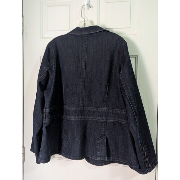 Venezia Denim Blazer Jacket Womens Plus 18 20 Blue Dark Wash Embroidered Pockets - Picture 6 of 9